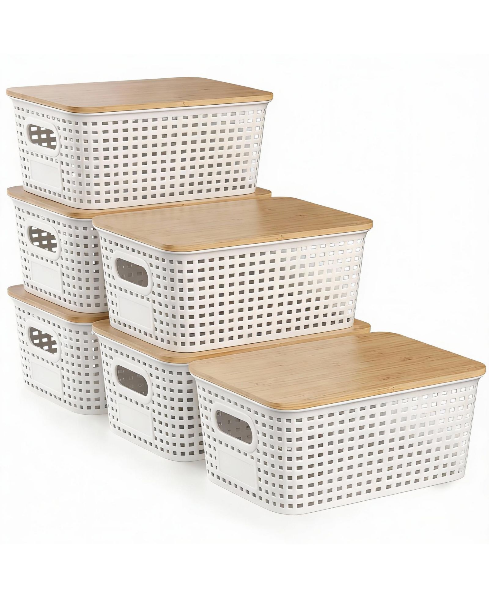 Контейнеры для хранения YIGII 6-Piece Stackable Bamboo Lid