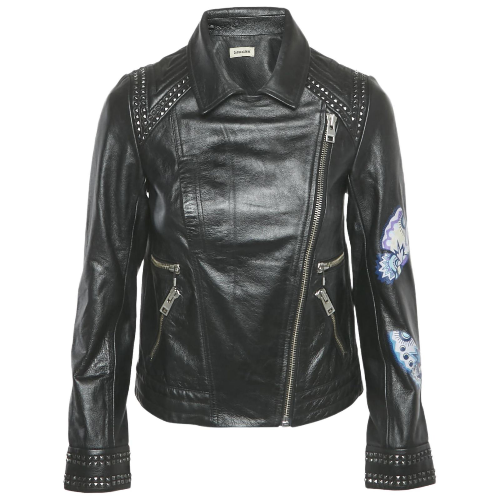 Женская кожаная куртка Zadig & Voltaire Black Leather Kawai Biker Pre-Owned