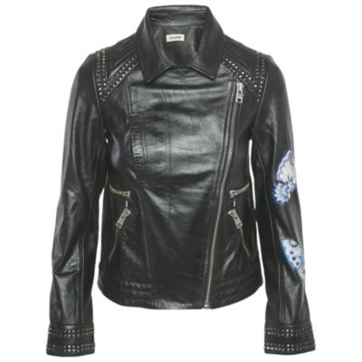 Женская кожаная куртка Zadig & Voltaire Black Leather Kawai Biker Pre-Owned
