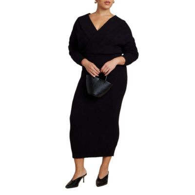 ELOQUII Women's Wrap Sweater Maxi Dress
