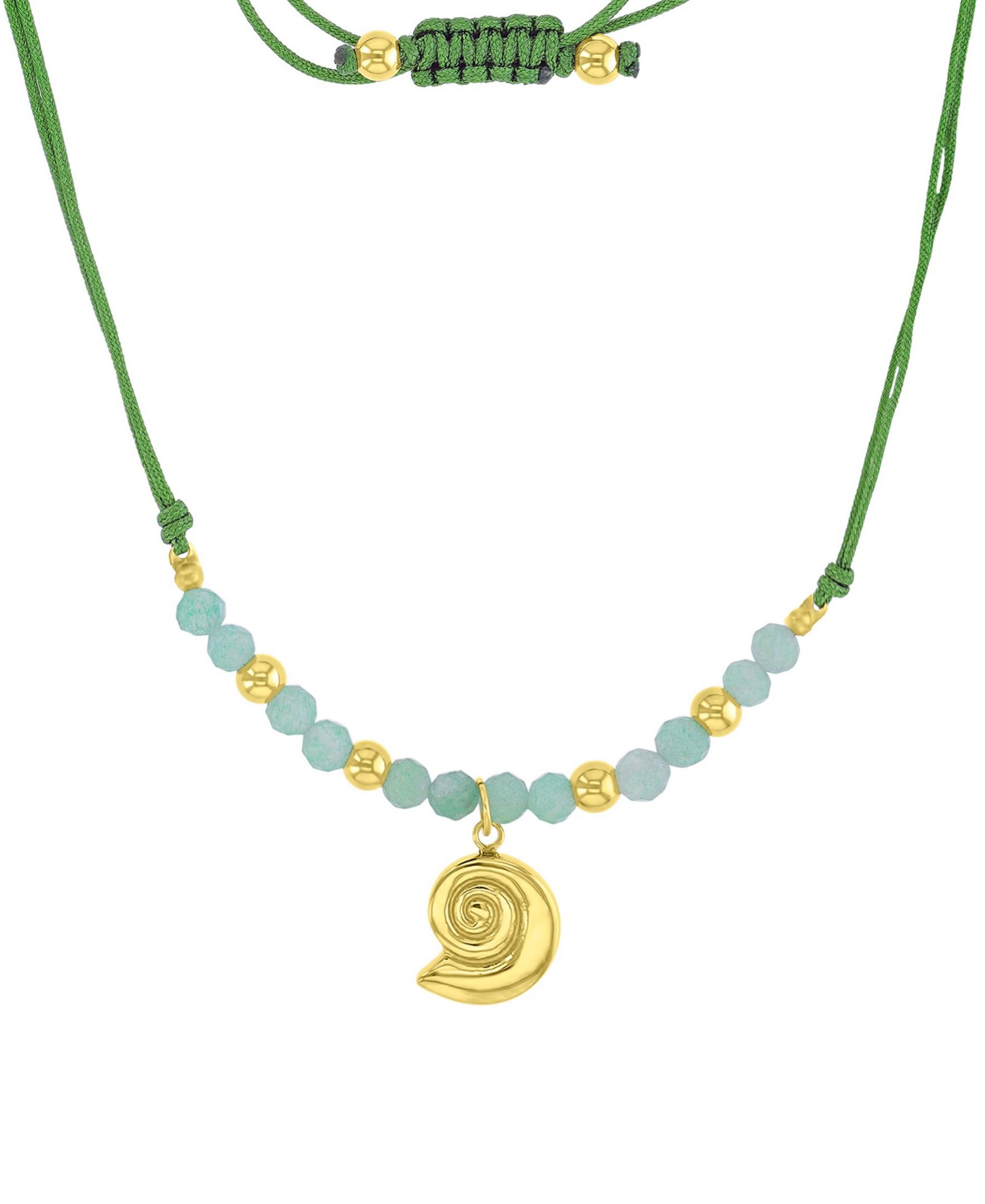 ROXY Waterproof Yellow Beads Green Aventurine Adjustable Necklace