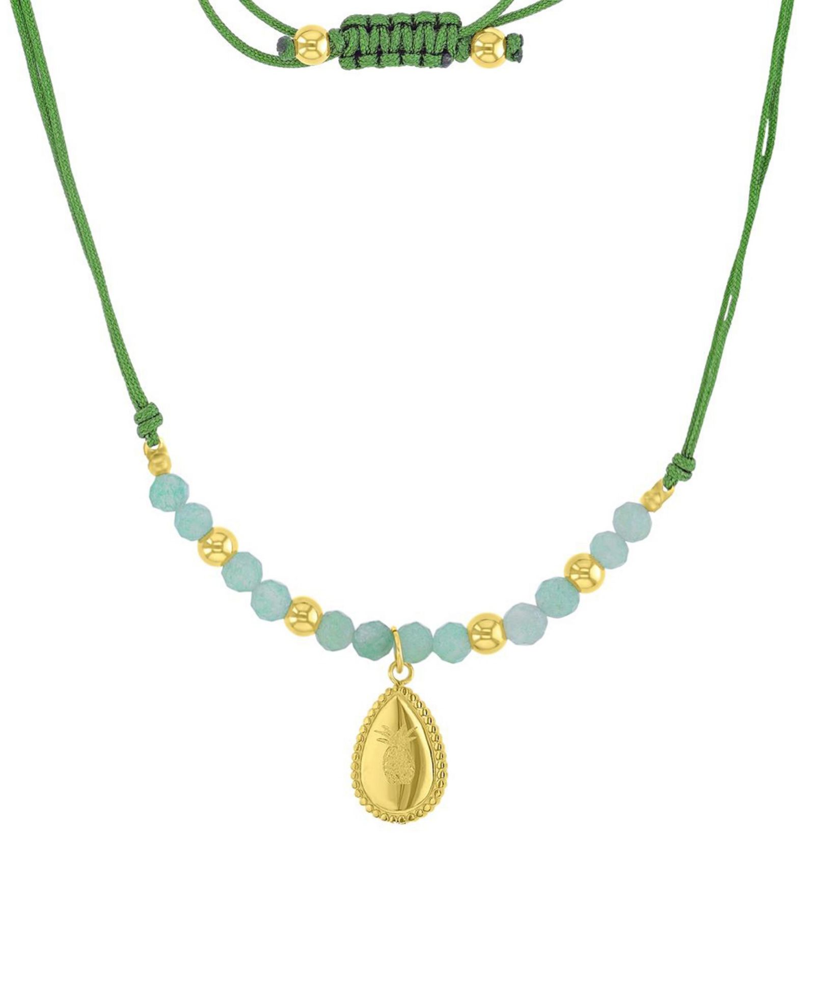 Ожерелье Roxy Waterproof Yellow Pineapple Pattern Green Aventurine Adjustable