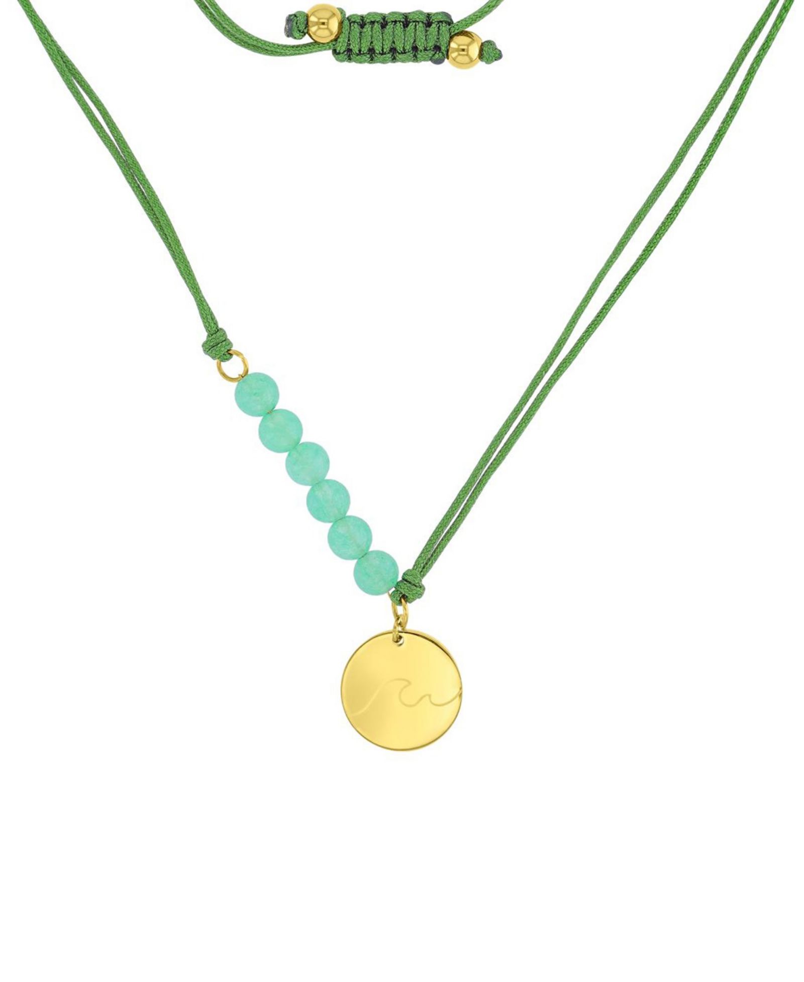 ROXY Waterproof Yellow Wave Green Aventurine Adjustable Necklace
