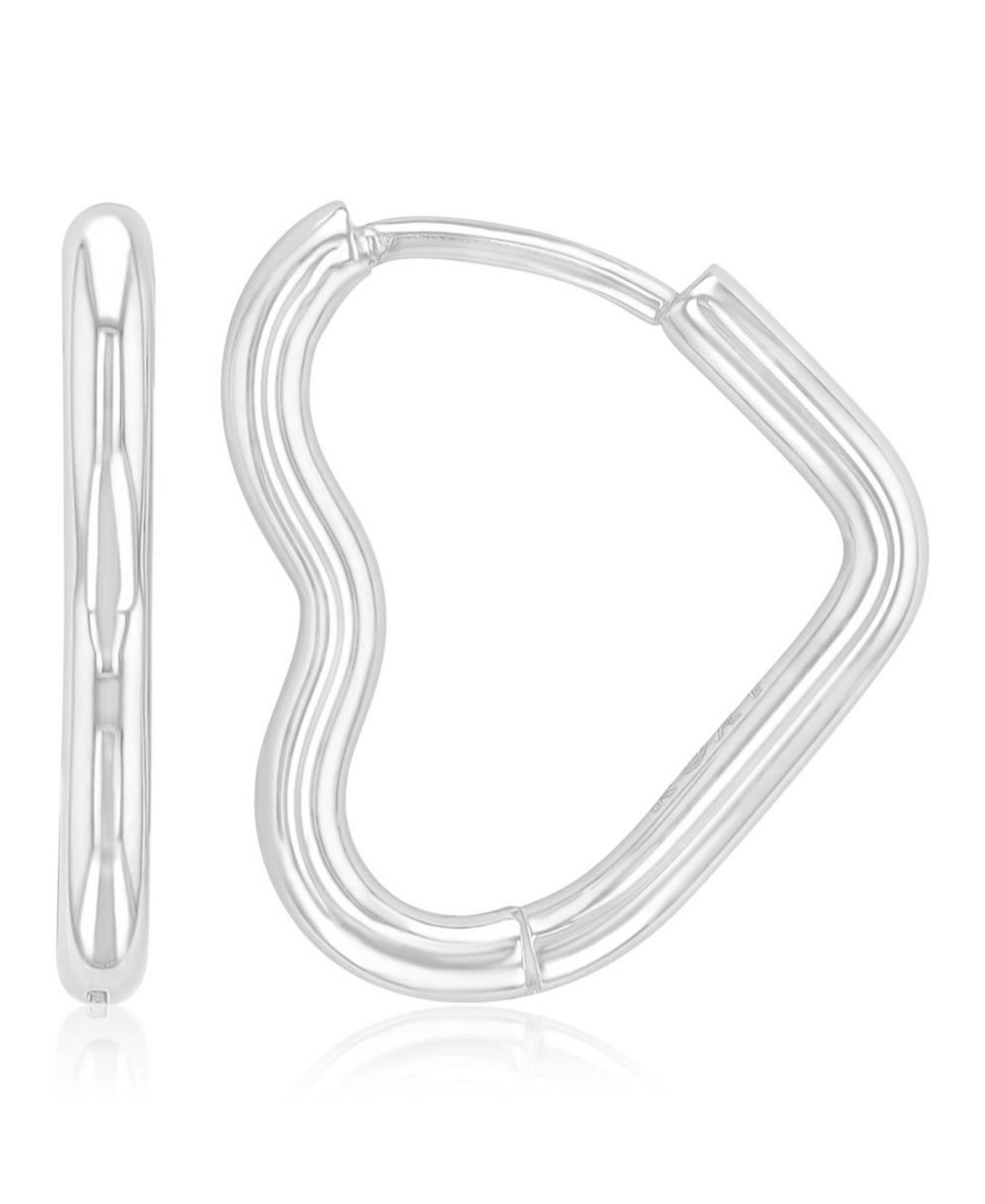 Серьги-кольца ROXY Platinum 15mm Tube Heart Huggie, водонепроницаемые