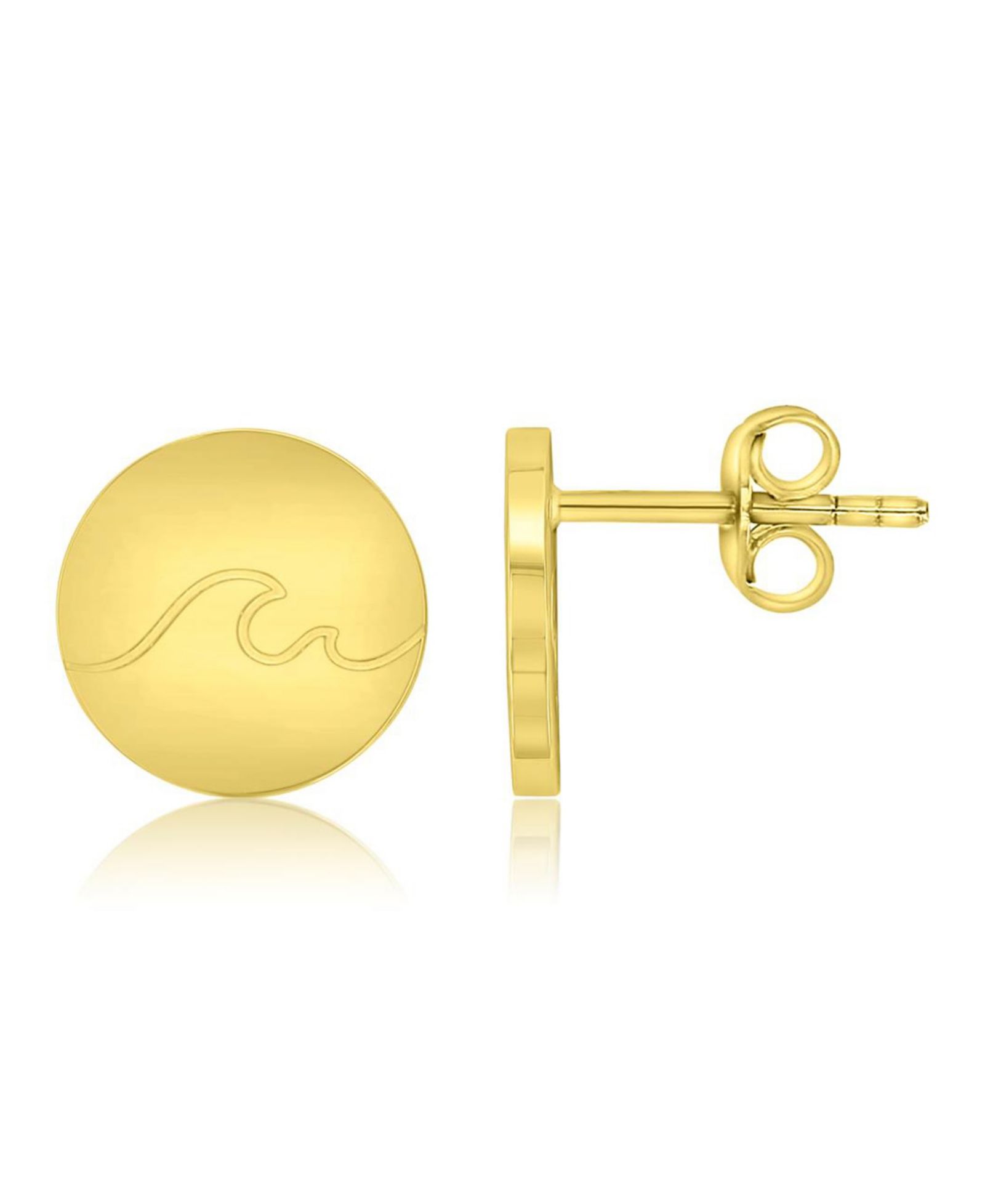 ROXY Waterproof Yellow 12mm Heart Wave Stud Earrings