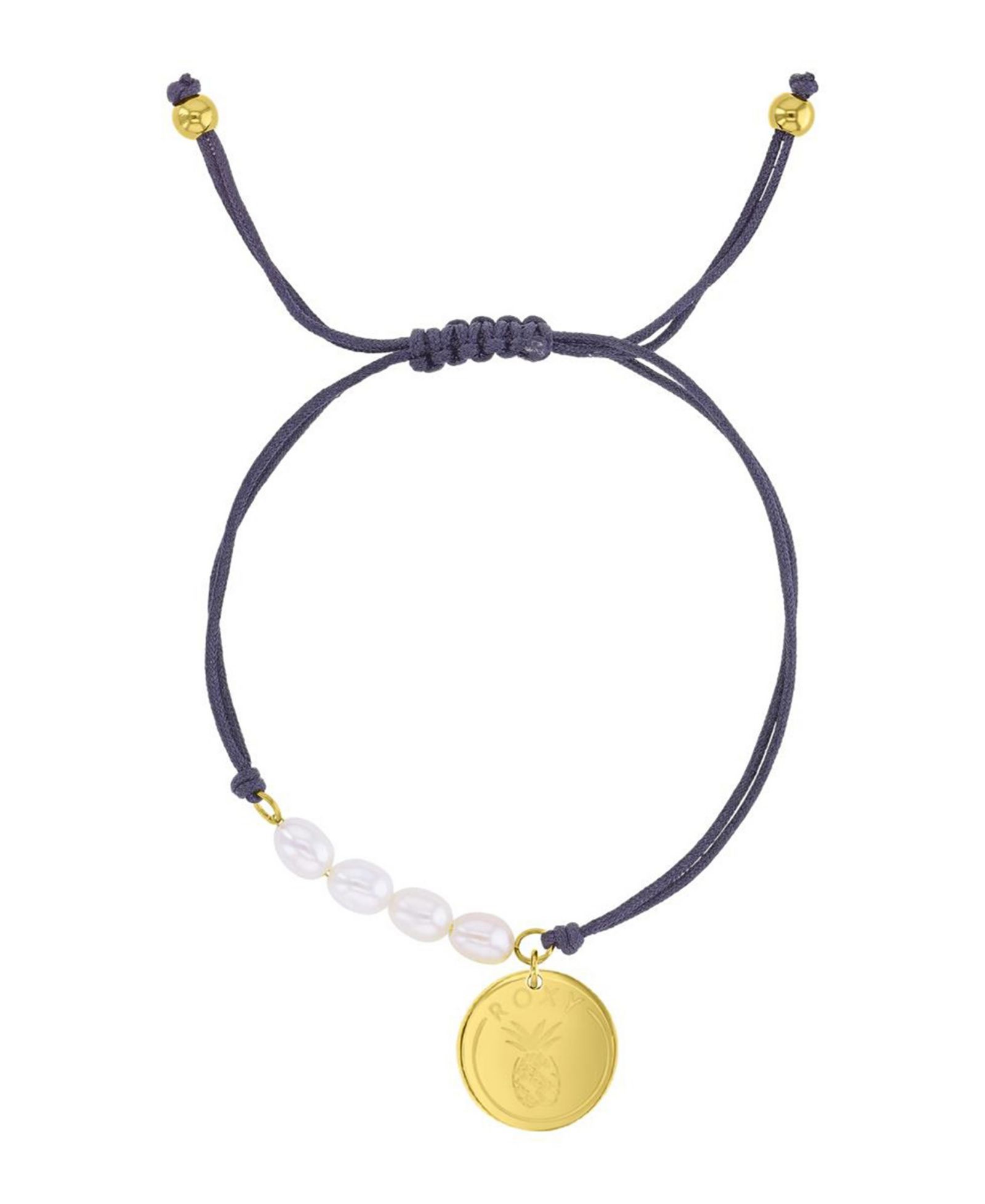ROXY Waterproof Yellow Heart Pineapple RD Charm Pearl Adjustable Bracelet