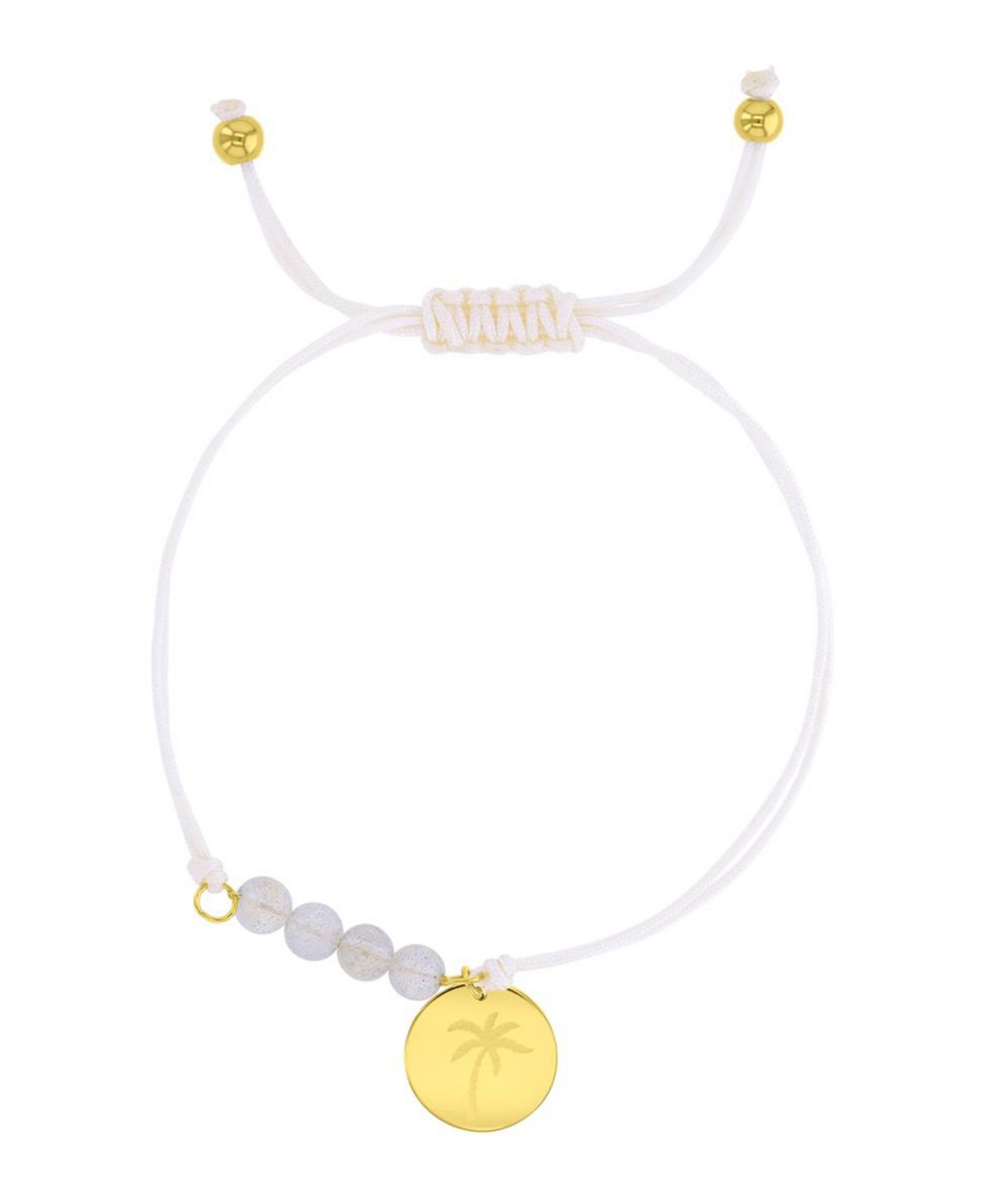 Roxy Waterproof Yellow Heart Palm Tree Pattern Charm Rhodonite Adjustable Bracelet