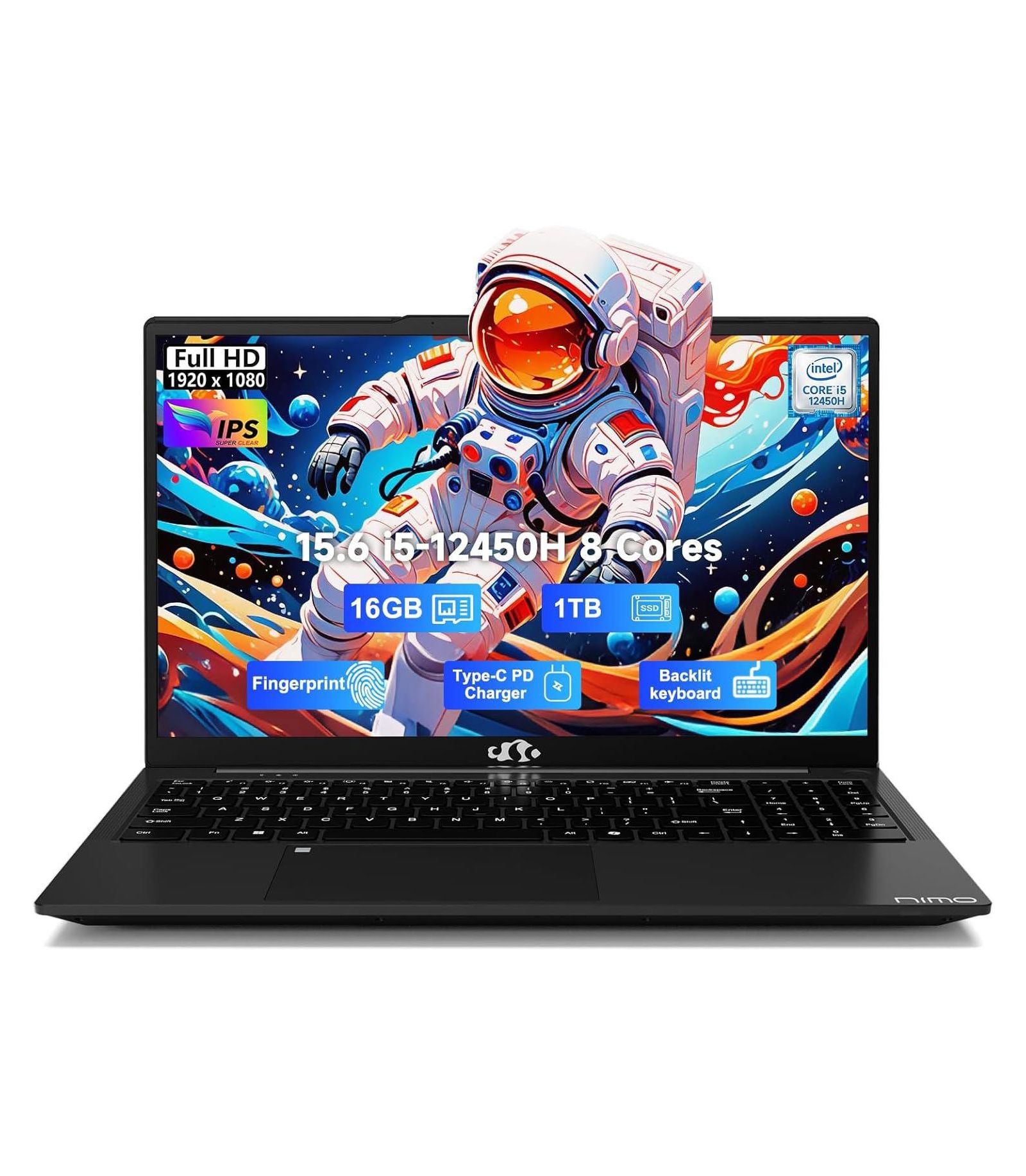 Ноутбук NIMO с процессором Intel Core i5-12450H, 15,6 дюйма, FHD, антибликовый IPS