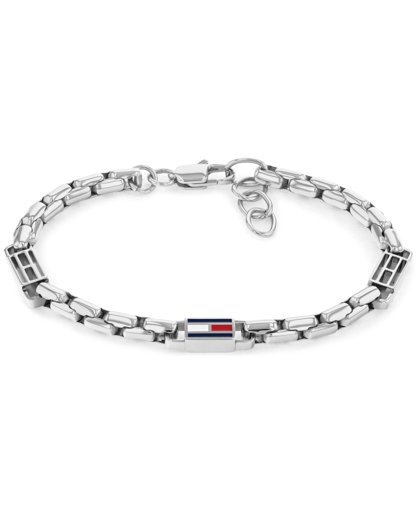 Tommy Hilfiger Men's 3D Flag Metal Silver Tone Stainless Steel Bracelet