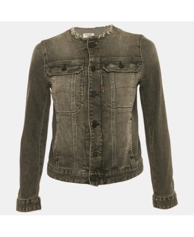 Женская джинсовая куртка Zadig & Voltaire Grey Distressed Embroidered Kiok Gris Brode