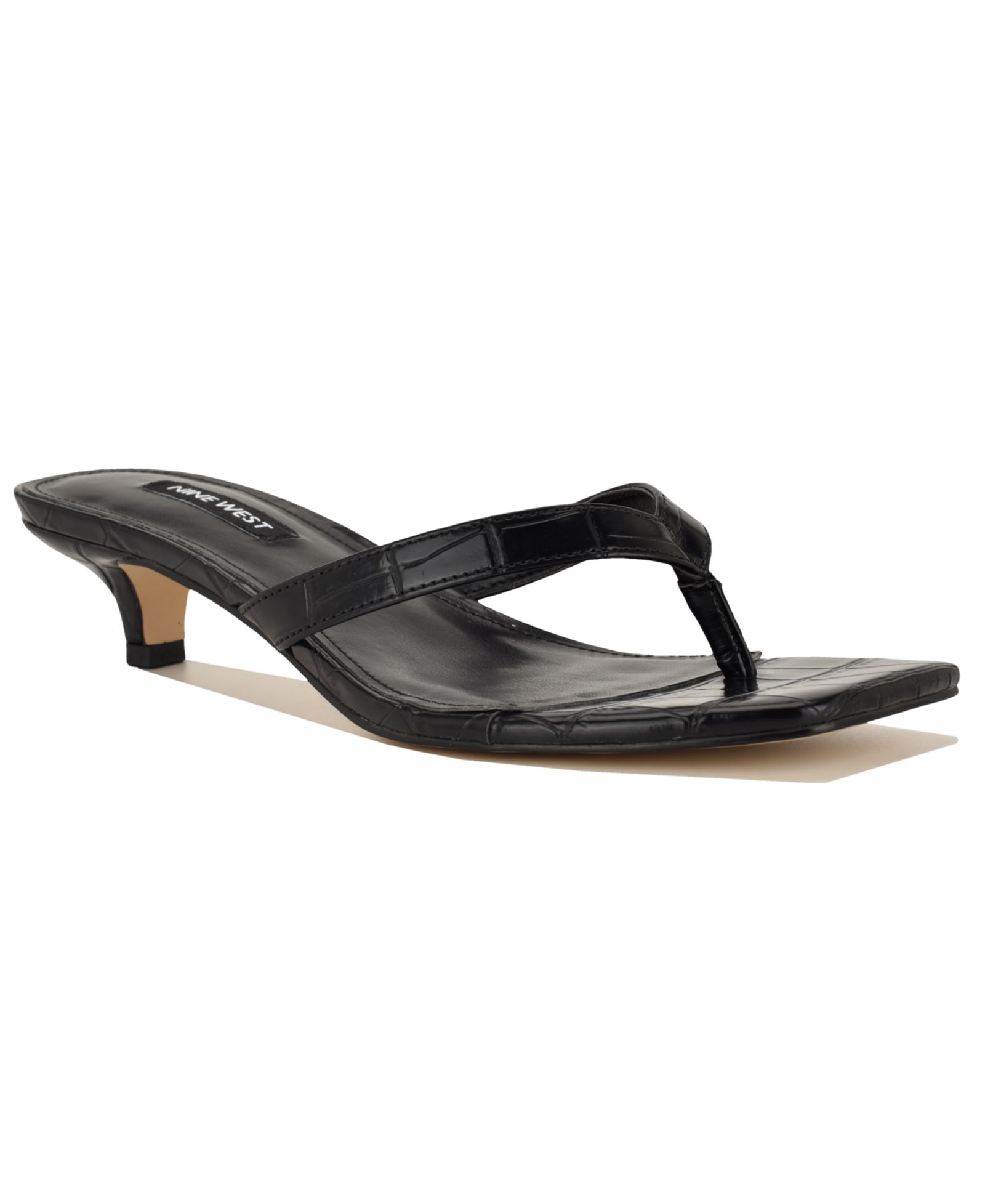 Nine West Women's Cassa Thong Low Kitten Heel Dress Sandals