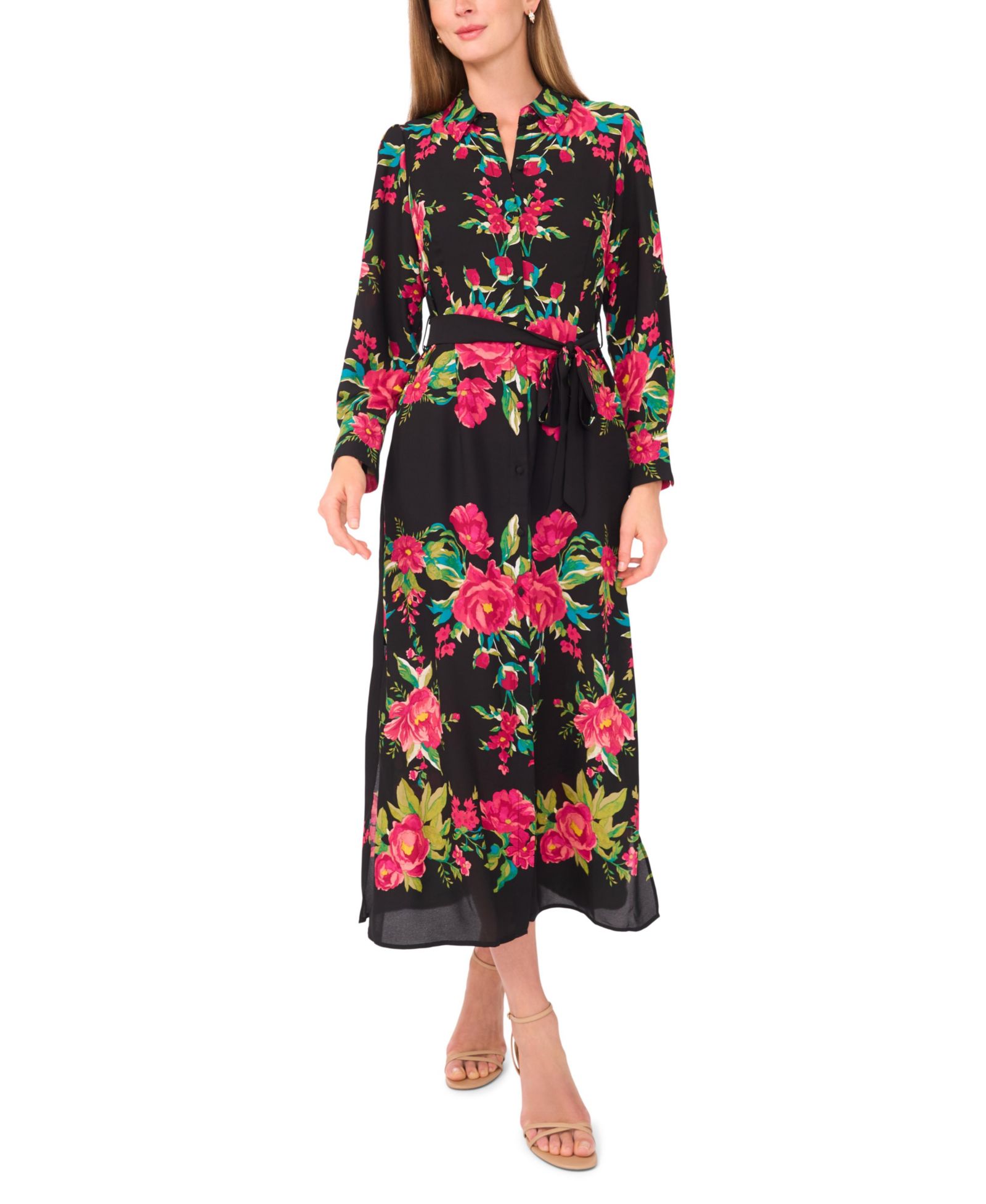 Vince Camuto Women's Collared Long-Sleeve Dress