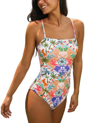 Женский слитный купальник Cupshe Square Neck Ruched с регулируемыми лямками