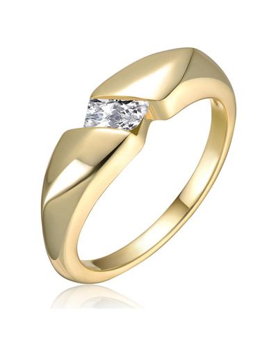 Rachel Glauber Modern Brilliant Cubic Zirconia Ring in 14K Gold Plated