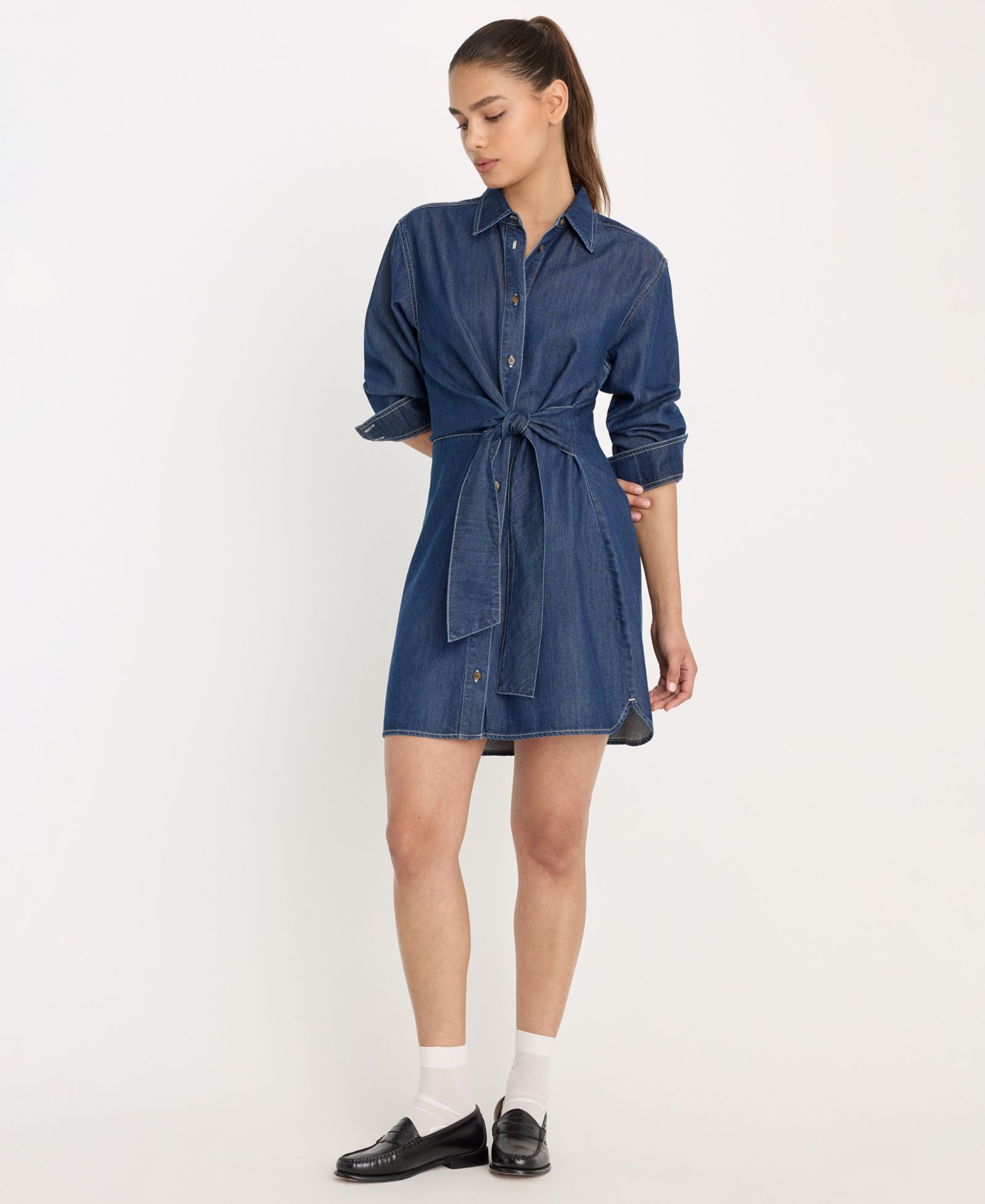 Платье-рубашка Good American Women's Denim Wrap