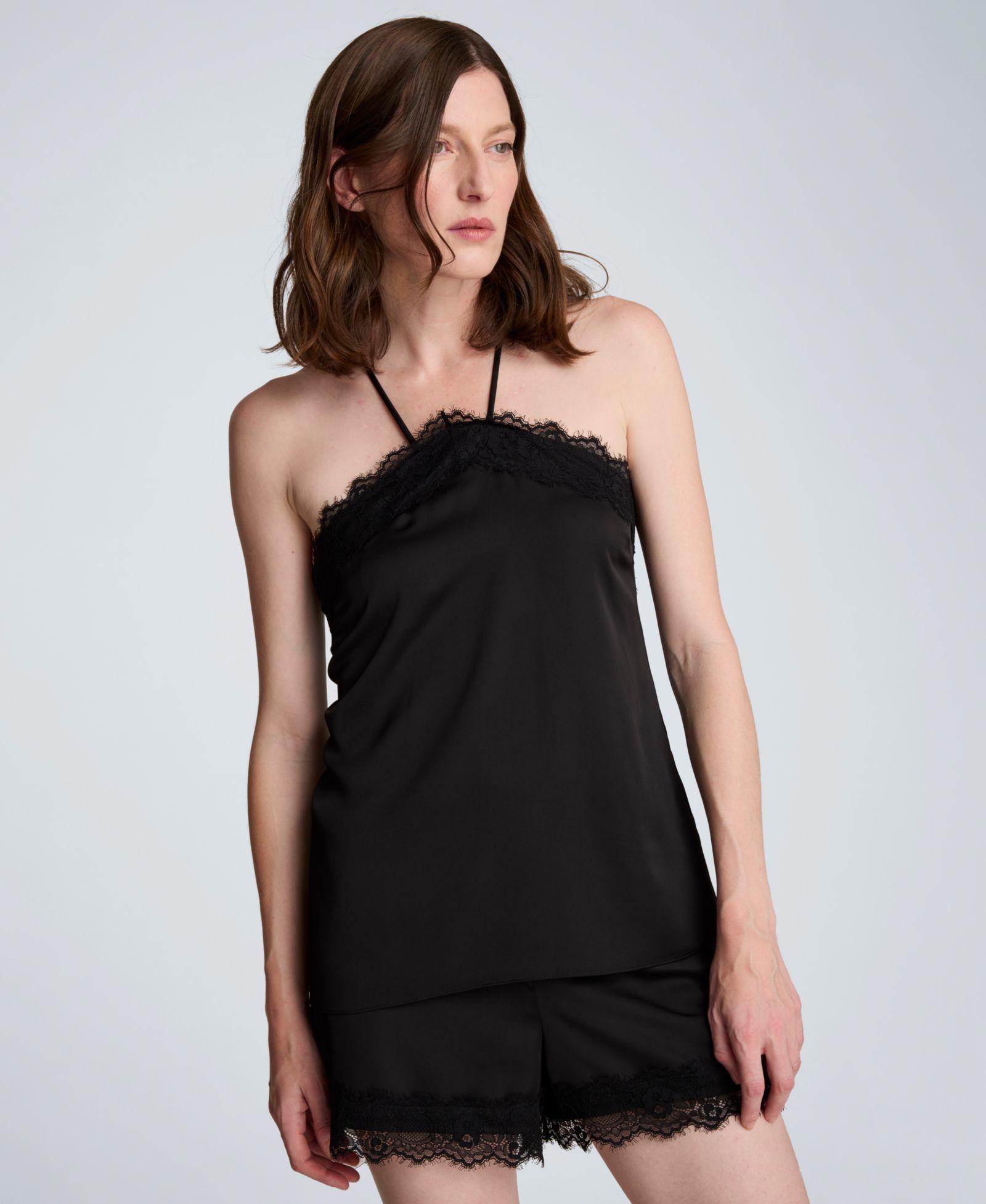 Женский топ Kenneth Cole Satin Sleeveless Halter с кружевом
