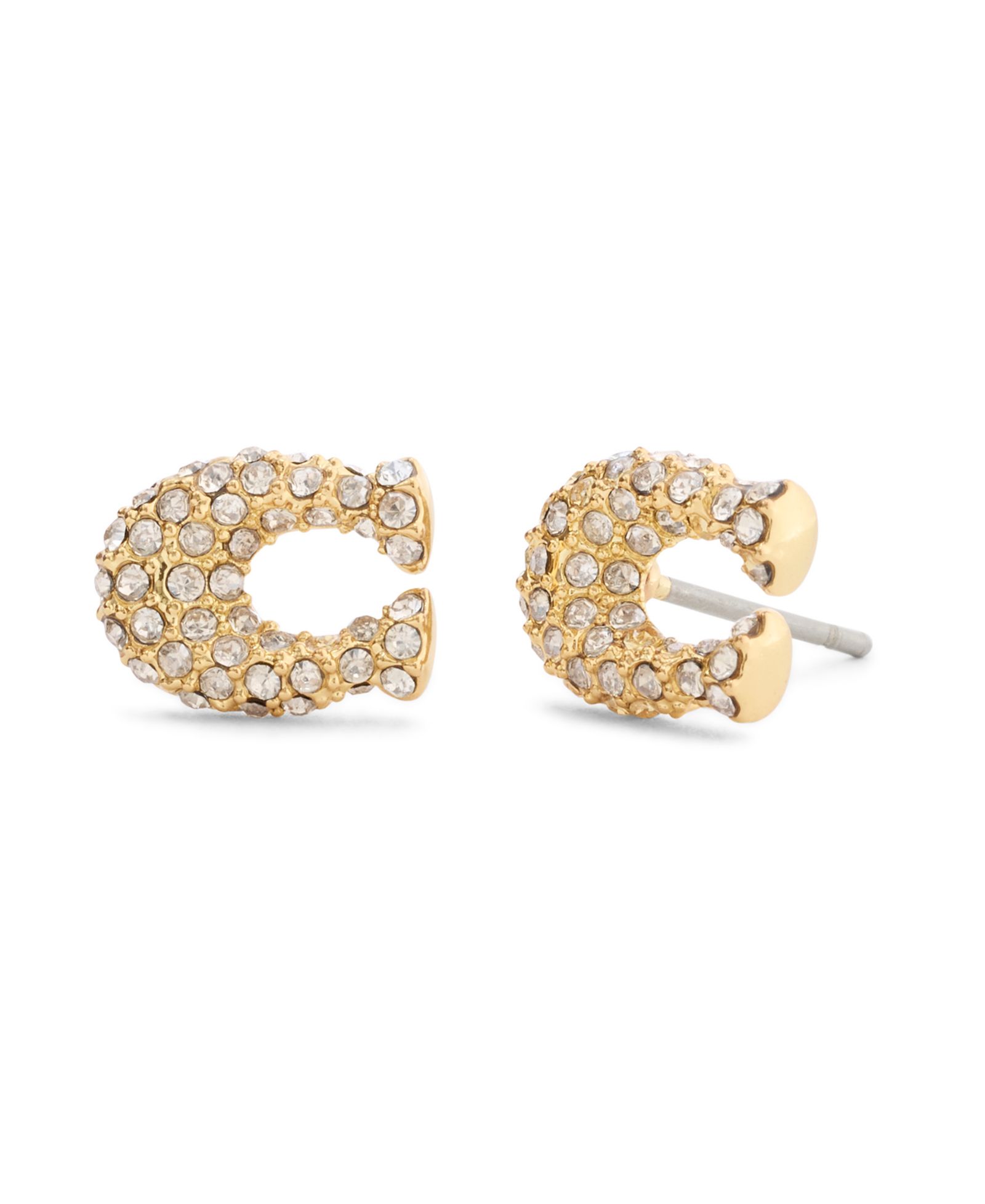 COACH Faux Stone Pavé Signature C Stud Earrings