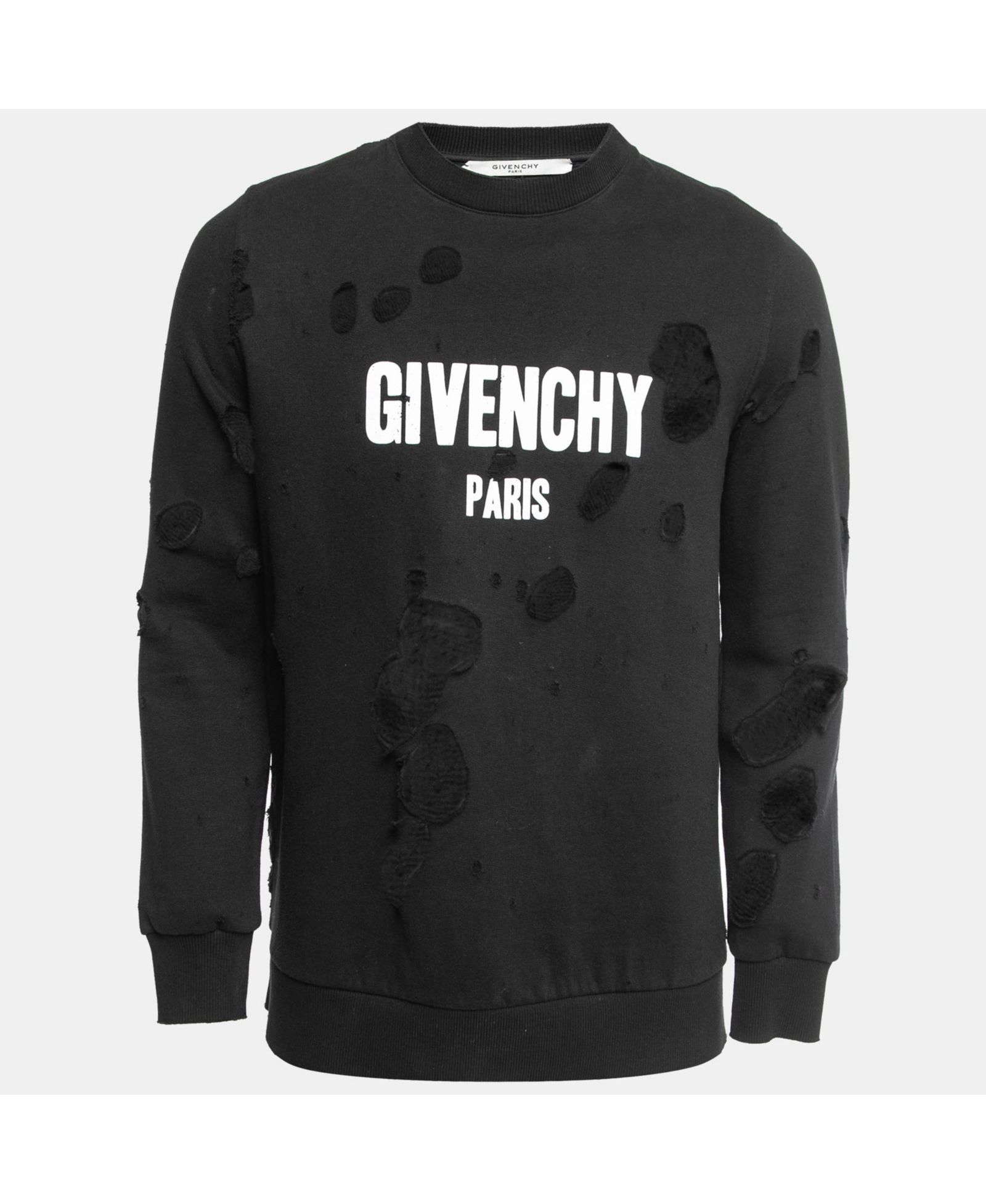 Pre-Owned Givenchy Men's Black Destroyed Effect Cotton Sweatshirt