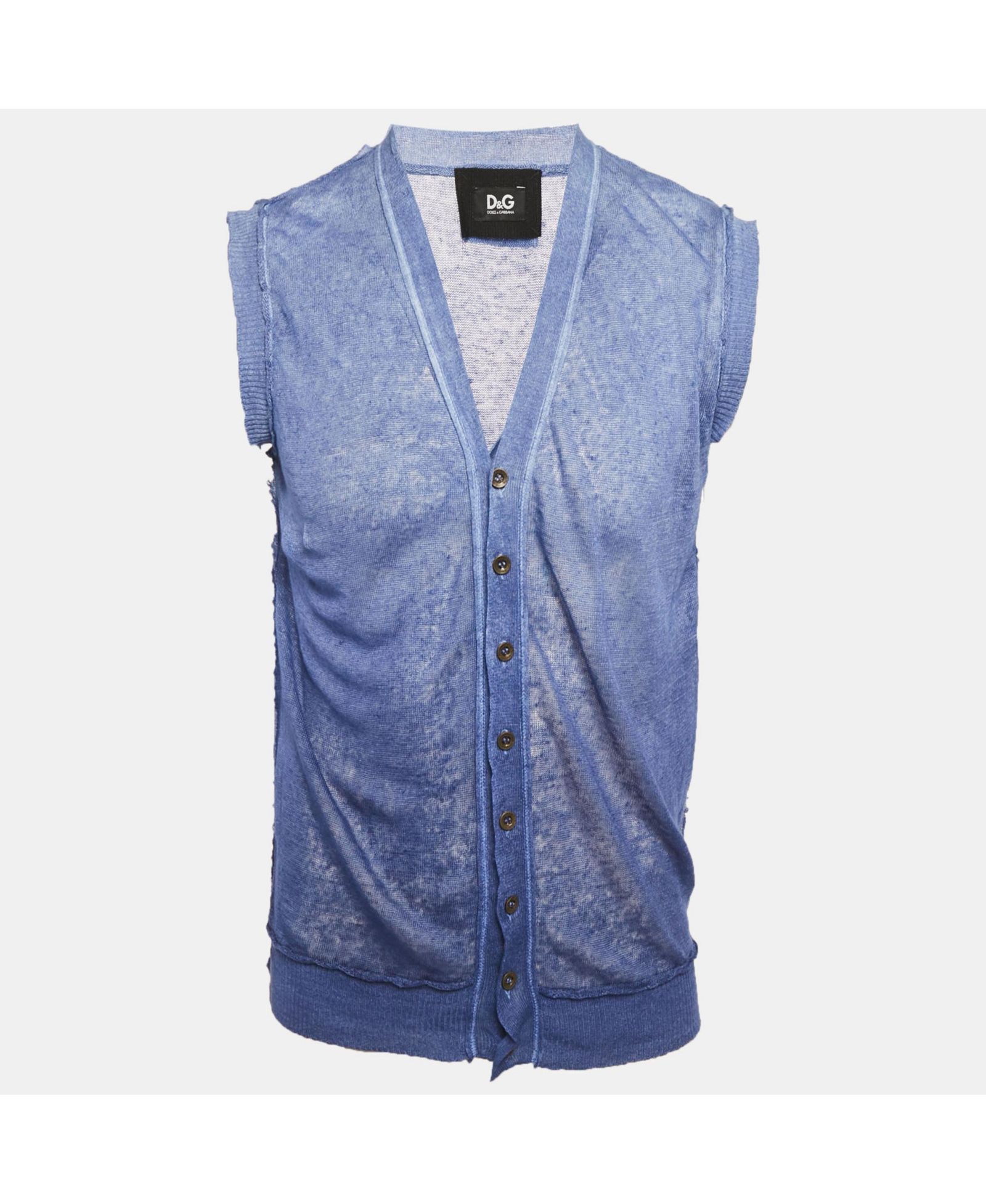 Pre-Owned Dolce & Gabbana Men's Blue Ombre Knit Sleeveless Vest