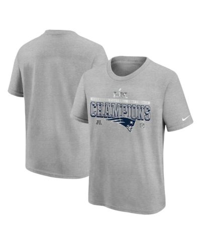 Nike Big Boys and Girls Gray New England Patriots 2025 AFC Champions Locker Room Trophy Collection Authentic T-Shirt
