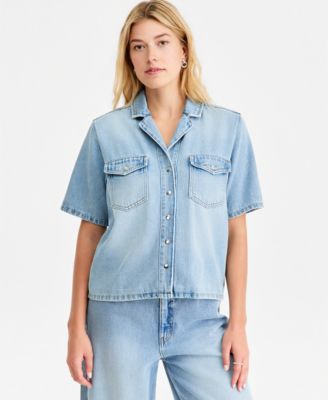 Женская рубашка On 34th Soft Denim с коротким рукавом