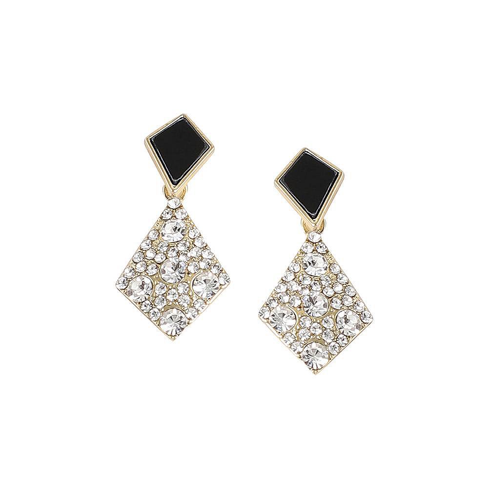 SOHI Black Geometric Drop Earrings