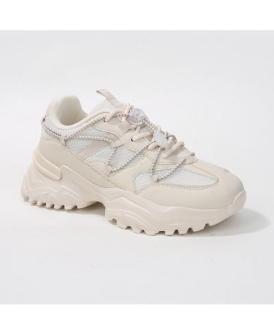 BERNESS Women's Branch Mixed Material Lace-Up Sneakers