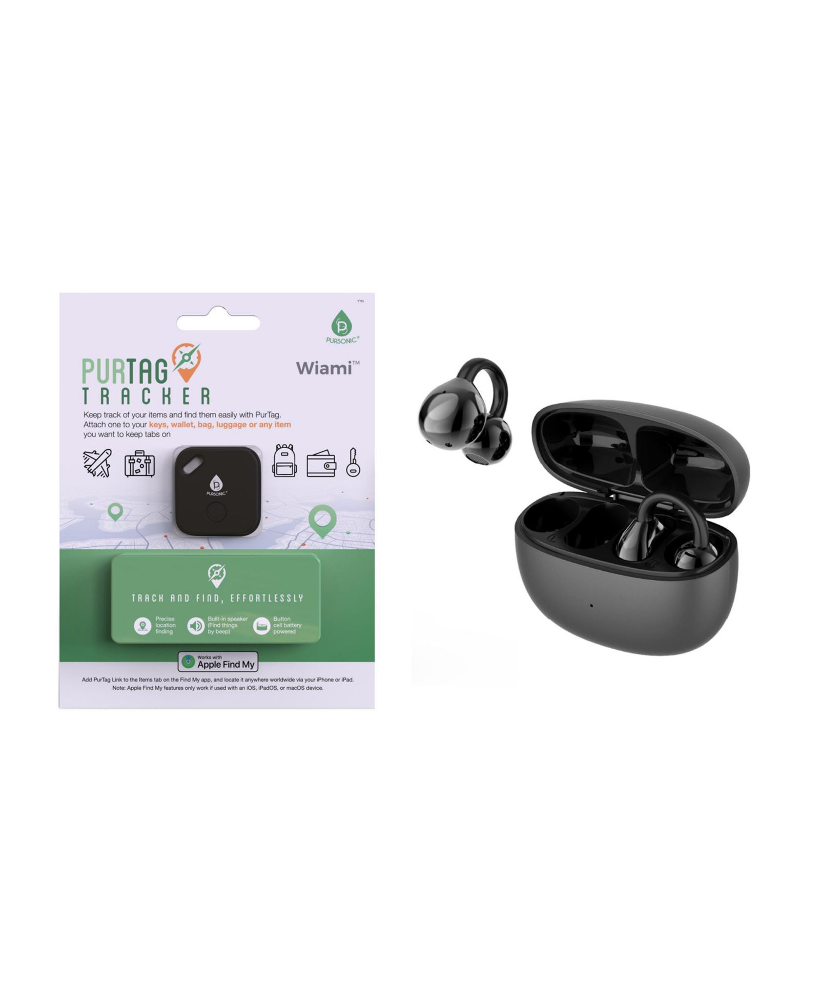 Беспроводные стереонаушники PURSONIC True Wireless Stereo Earbuds & Purtag Tracker