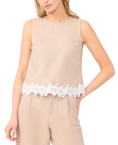 Женский топ CeCe Linen-Blend Sleeveless Lace Hem
