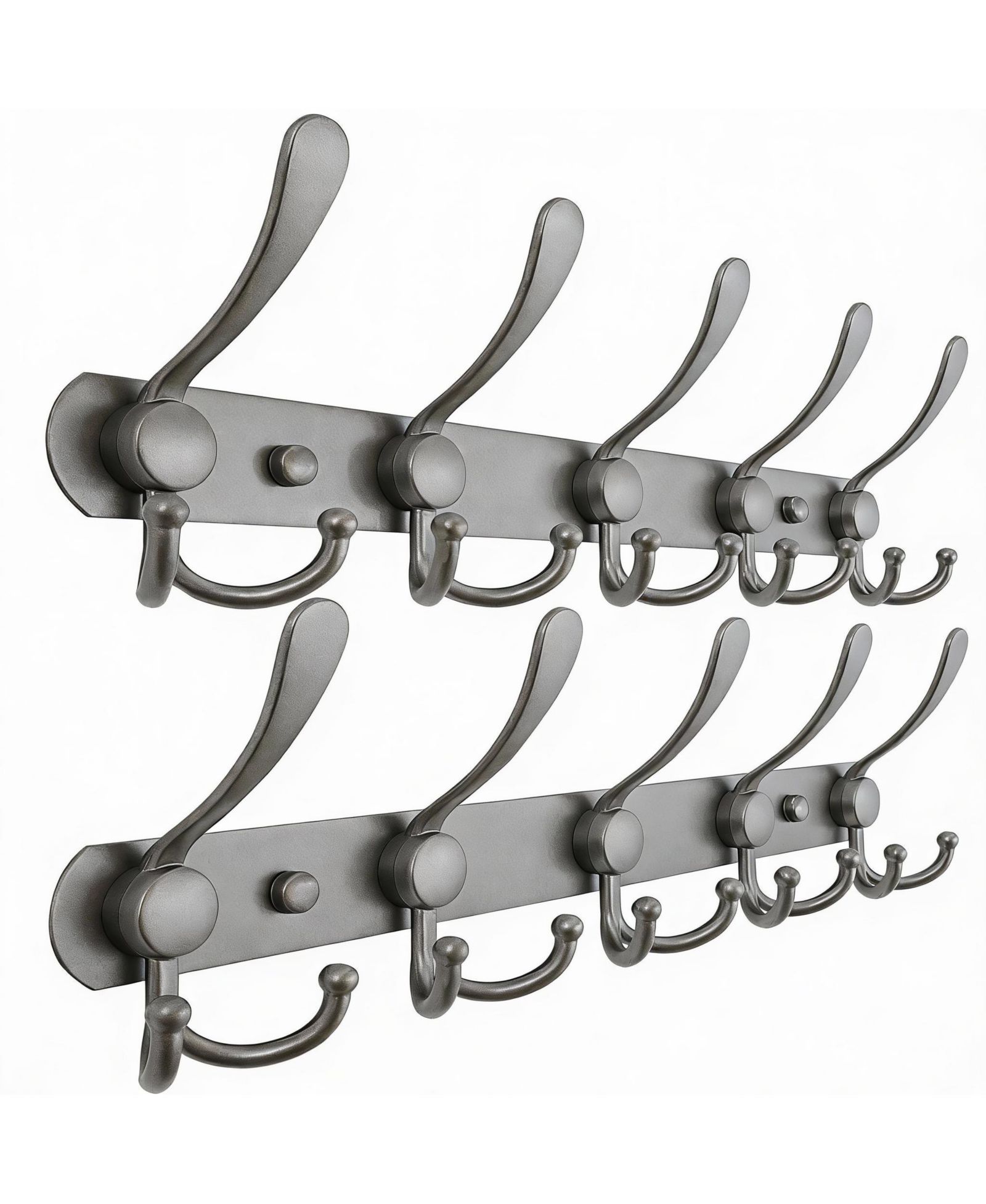 Настенный держатель YIGII Stainless Steel 5-Tri Hook для пальто, шляп и полотенец, серый, 2 шт.