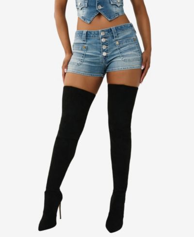 True Religion Women's Front Pocket Denim Flap Shorts