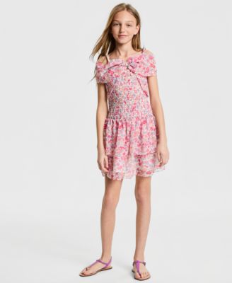 Bonnie Jean Girls' 7-16 Smocked Bow-Front Dress