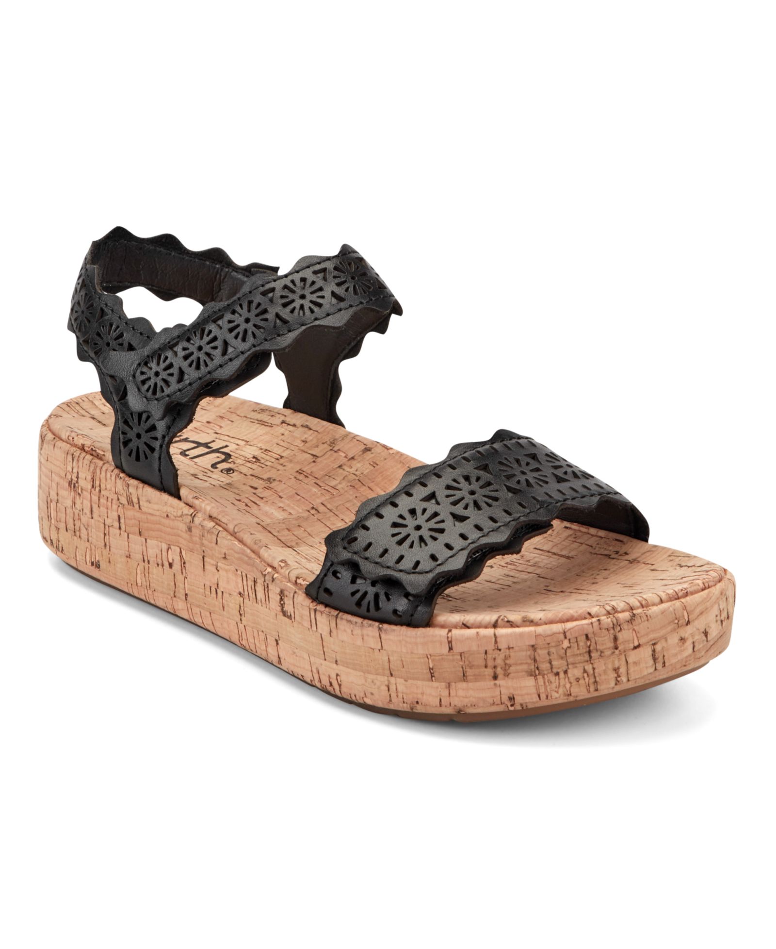 Earth Women's Slatal Leather Platform Footbed Sandals