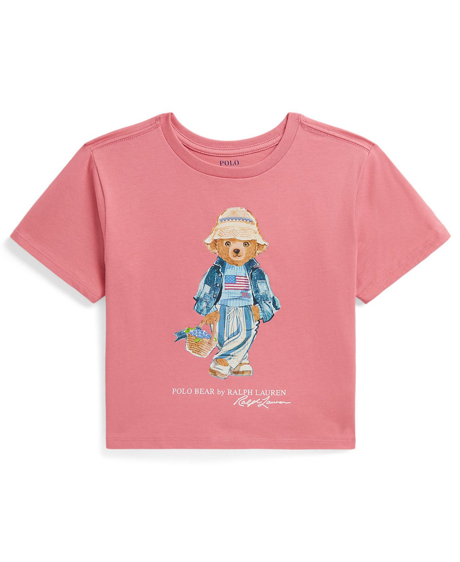 Детская джерси Polo Ralph Lauren Girls' 7-16 Polo Bear Crewneck Boxy T-Shirt