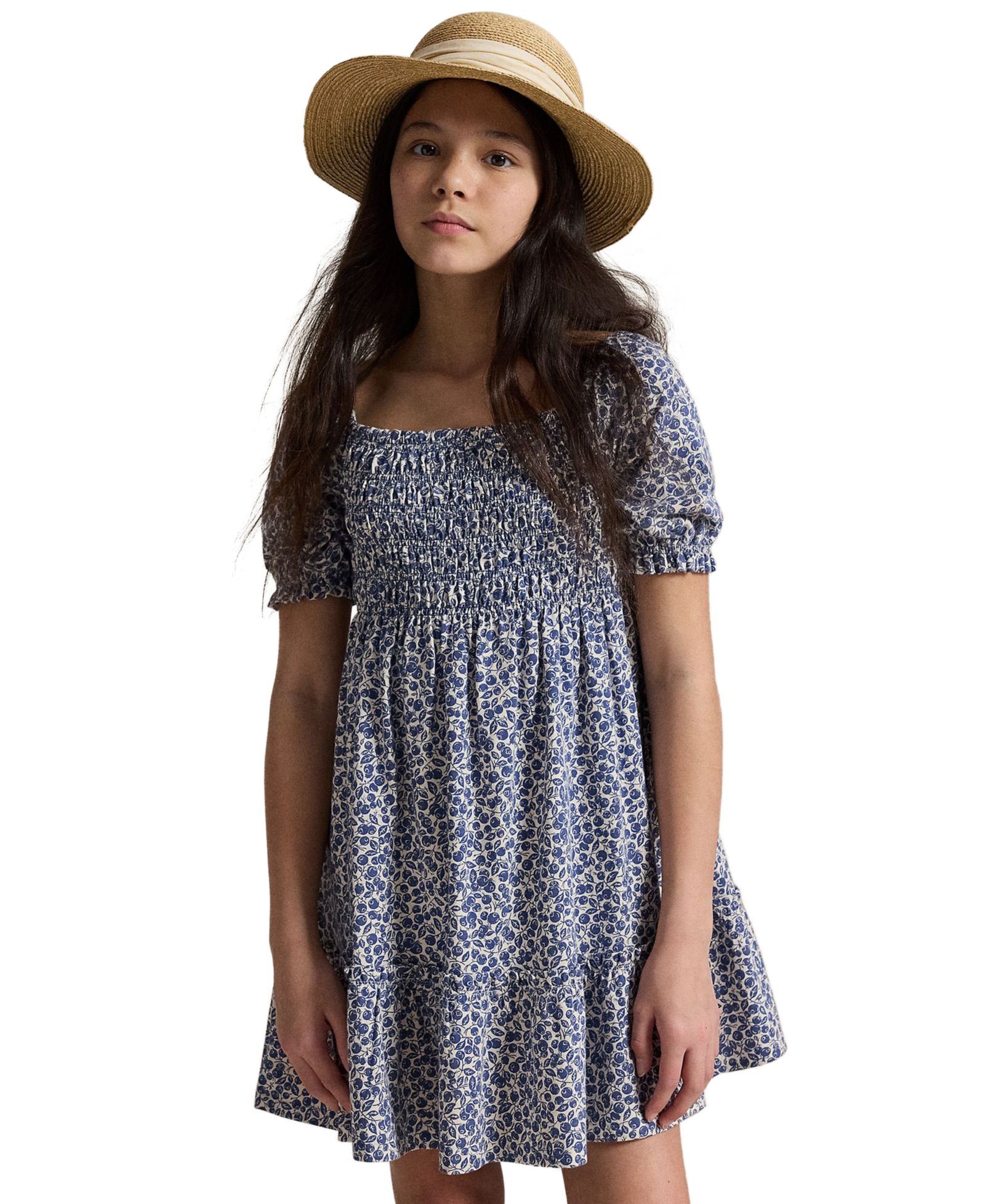 Polo Ralph Lauren Детский 7-16 Blueberry-Print Square Neck Jersey Dress