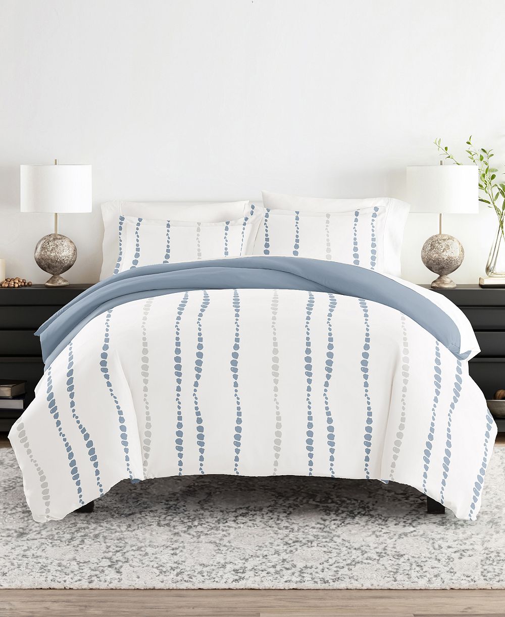 ienjoy Home Reversible Floral & Geometric Pattern 3 piece Duvet Cover Set, Full/Queen