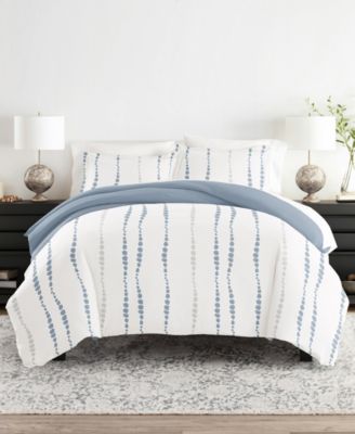ienjoy Home Reversible Floral & Geometric Pattern 3 piece Duvet Cover Set, Full/Queen