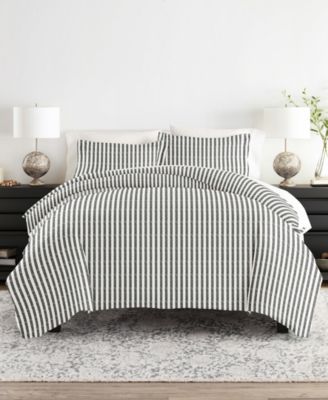 ienjoy Home Distressed Striped Pattern 3 Piece Duvet Cover Set, King/California King