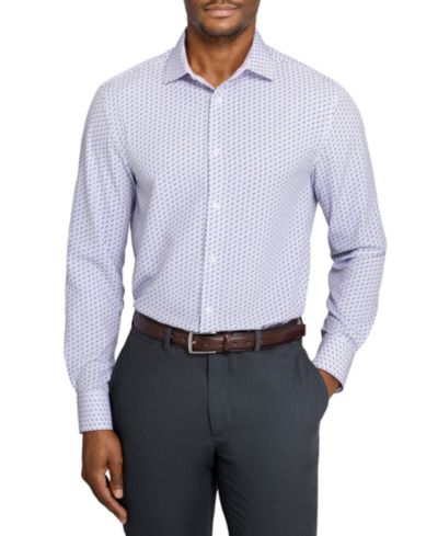 ConStruct Men's Triangle Print Spread Collar Dress Shirt