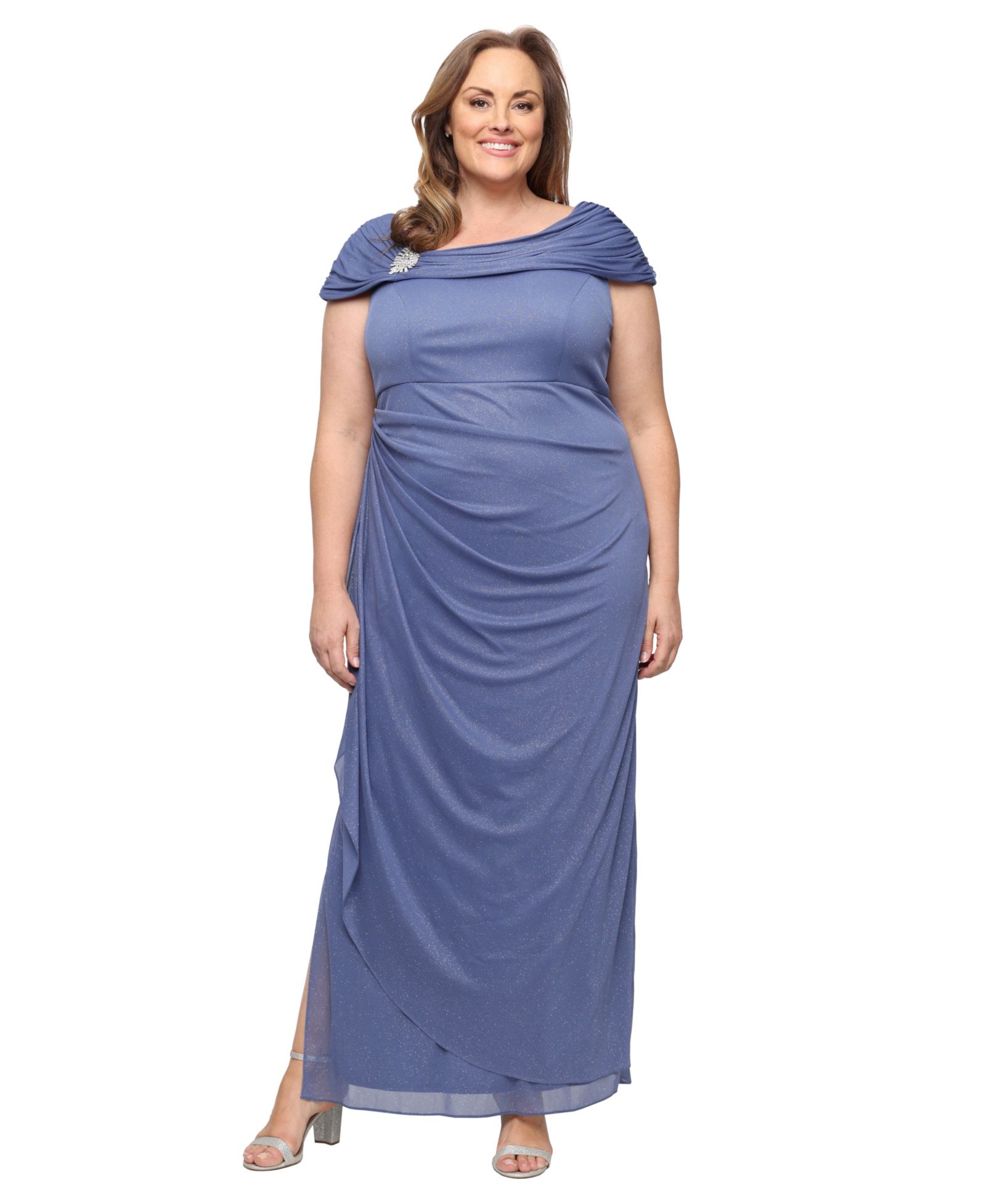 Вечернее платье Alex Evenings Plus Glittered Ruched Gown