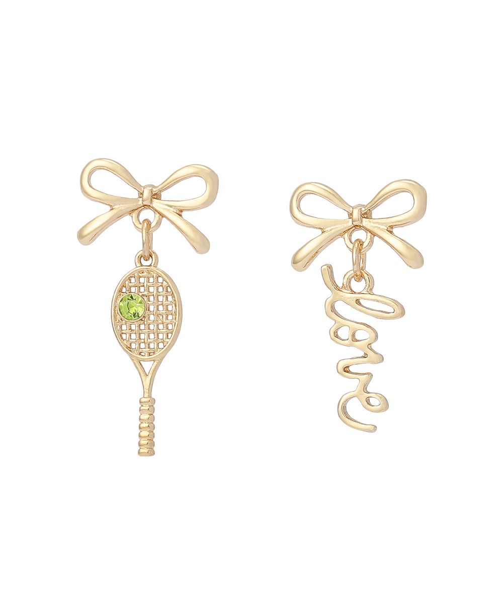 Betsey Johnson серьги Love Mismatch Faux Stone Tennis Racquet