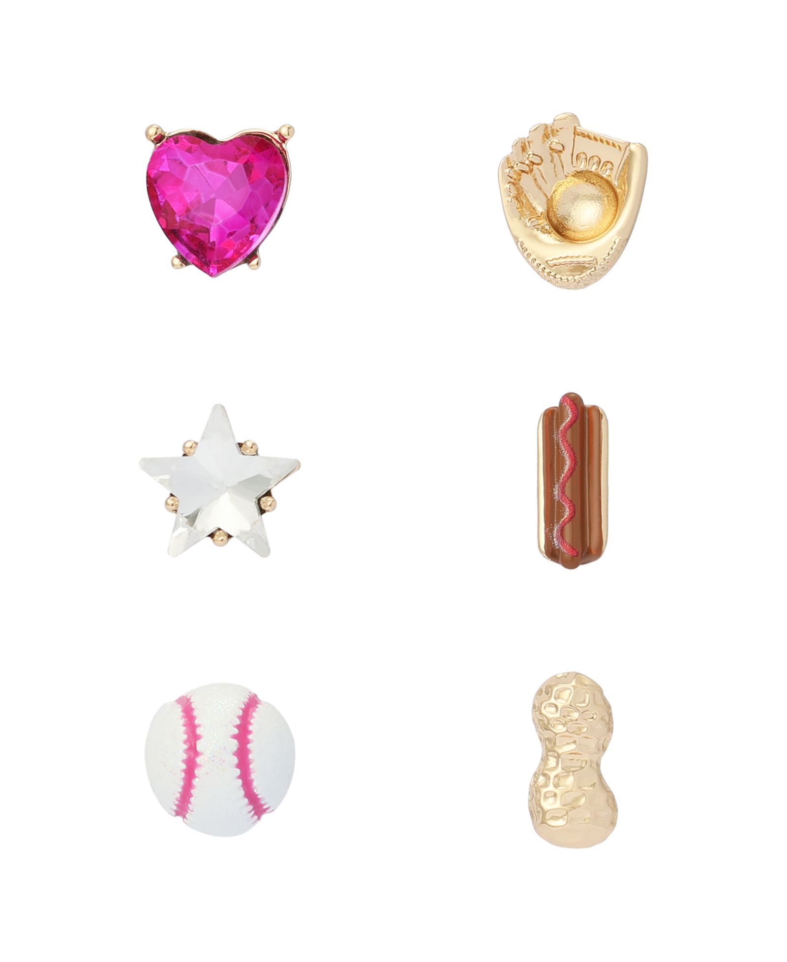 Betsey Johnson Faux Stone Baseball Single-Stud Earring Set