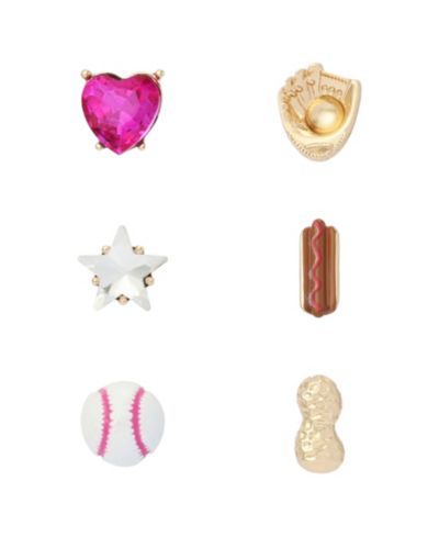Betsey Johnson Faux Stone Baseball Single-Stud Earring Set