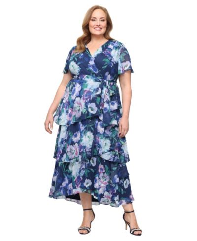 Женское платье макси SL Fashions Plus Size V-Neck Tiered
