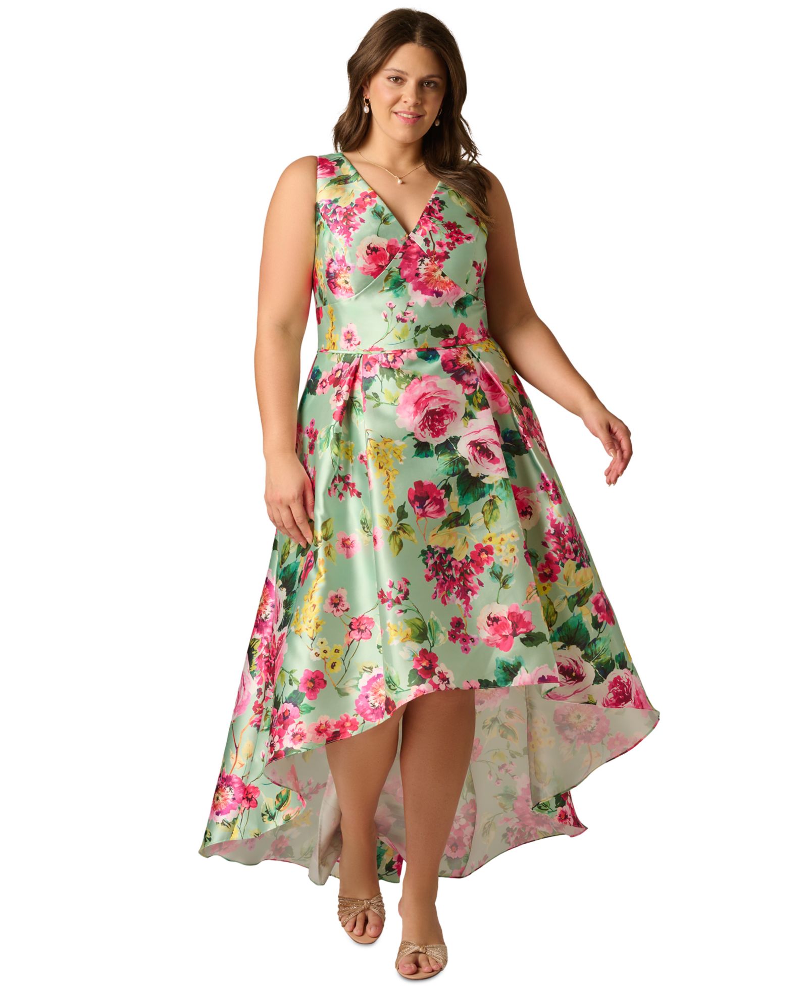 Платье Adrianna Papell Plus Size Sleeveless High-Low Printed