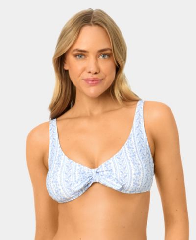 Женский купальник California Waves Toile Stripe Knot Front Bikini Top