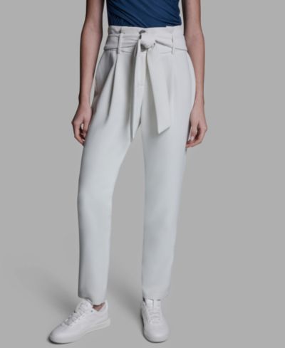 BCBG Женские брюки с высокой талией и завязками, прямой крой