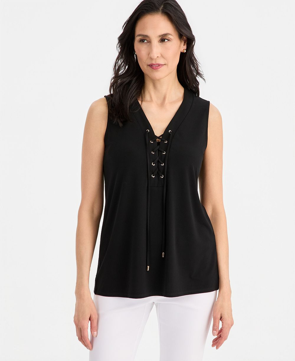 Топ JM Collection Women's Solid Lace-Up Sleeveless