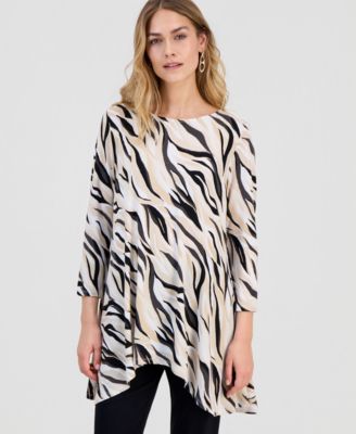 Трикотажный топ JM Collection Women's Printed 3/4-Sleeve Swing Knit
