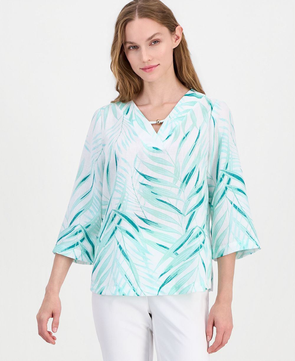 Женский топ JM Collection Printed 3/4-Sleeve V-neck